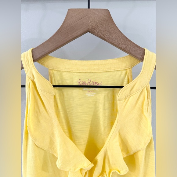 Lilly Pulitzer Pima Cotton Ruffle Neck Tank Yellow Size Small - Picture 5 of 7